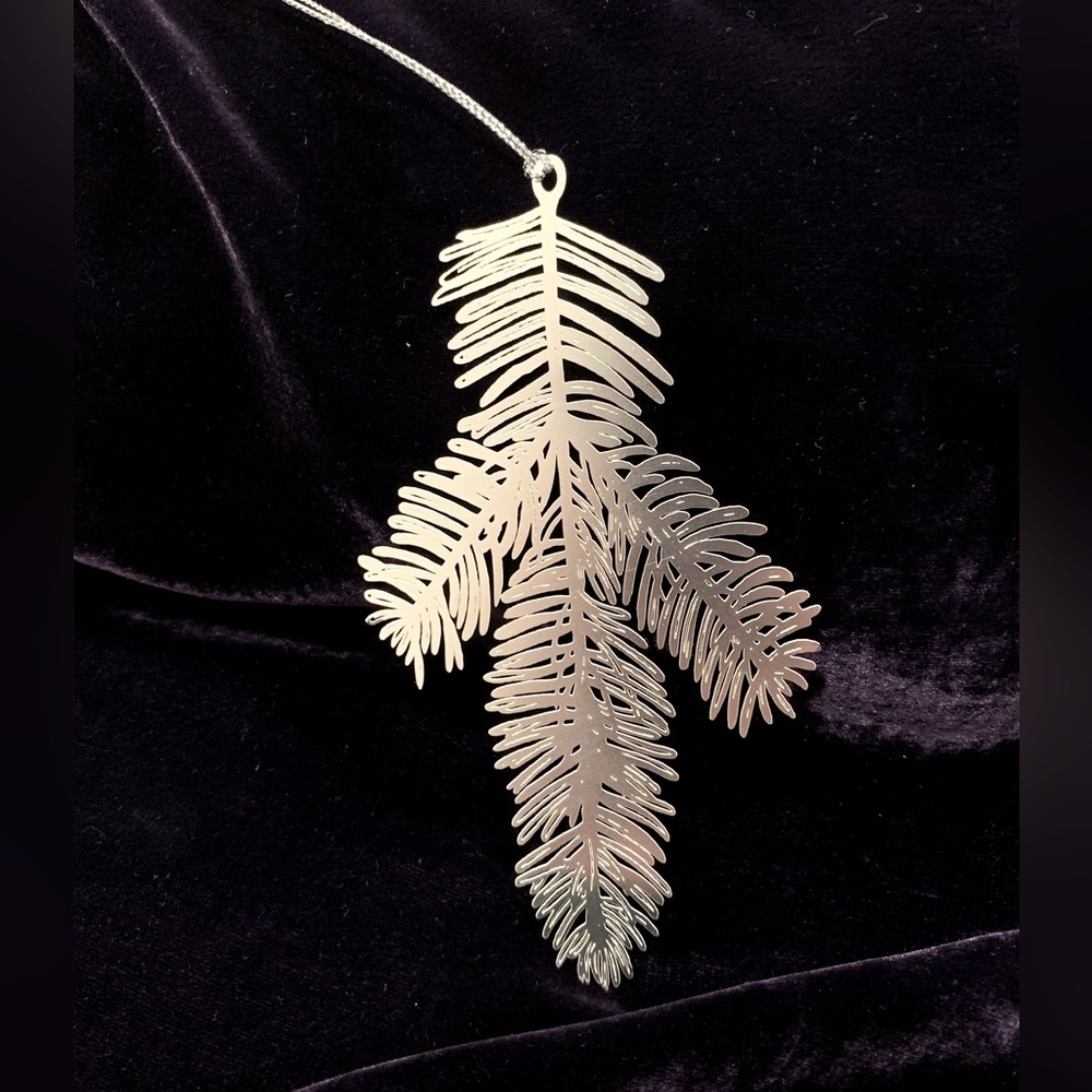 Vintage CRATE & BARREL Silver-Stamped Spruce/Fir Branch Ornaments